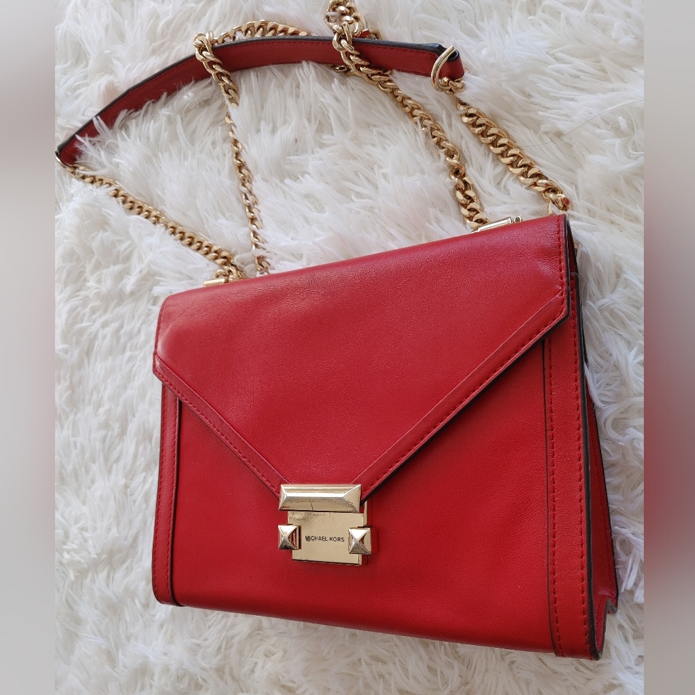 Michael Kors Whitney Red Leather Bag - Picture 15 of 16